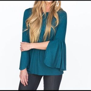 Agnes & Dora BNWT Teal Bell Sleeve Tunic Top Large